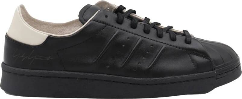 Y-3 Zwarte en witte sneakers met leren zool Black Unisex