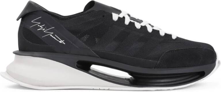 Y-3 Zwarte Sneakers Mesh Suède Leren Panelen Black