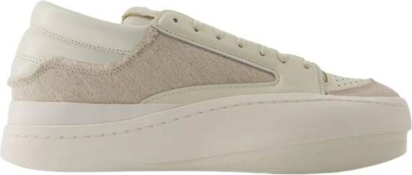 Y-3 Zwarte leren lage sneakers Beige Dames