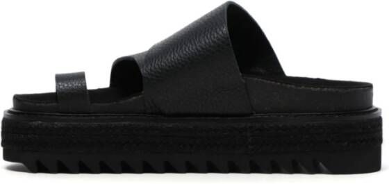 Y-3 Zwarte leren slide sandalen Black Dames