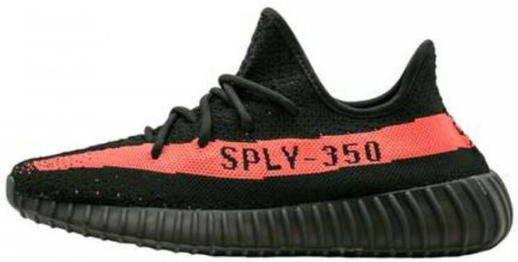 Yeezy 350 Red Stripe Zwart Unisex