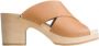 Youyou Kameel Crossed Leren Hoge Hak Sandalen Beige Dames - Thumbnail 1