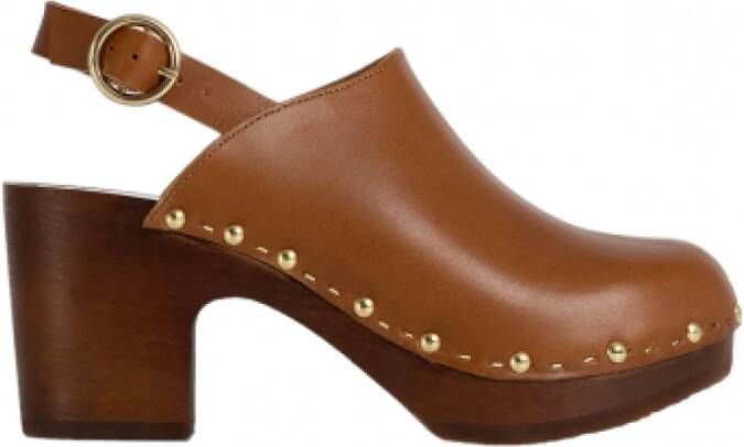 Youyou Studded Camel Klompen 7 5cm Hak Brown Dames