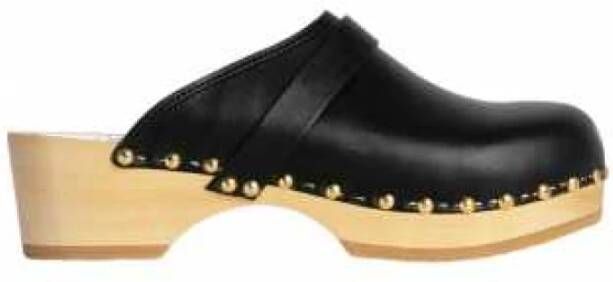 Youyou Studded Rock Klompen met 60 Gouden Studs Black Dames