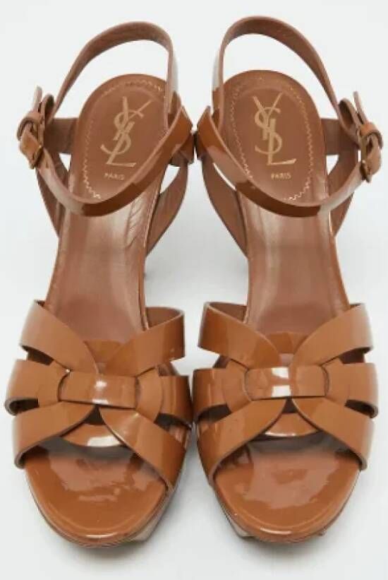 Yves Saint Laurent Vintage Pre-owned Fabric sandals Brown Dames