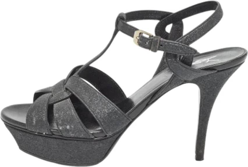 Yves Saint Laurent Vintage Pre-owned Fabric sandals Gray Dames