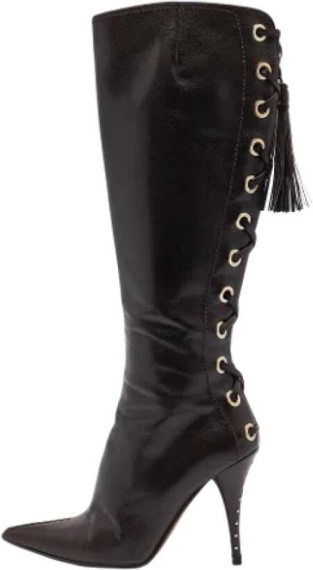 Yves Saint Laurent Vintage Pre-owned Leather boots Brown Dames