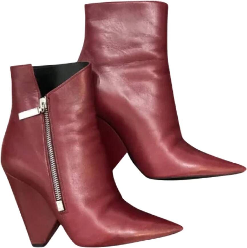 Yves Saint Laurent Vintage Pre-owned Leather boots Red Dames