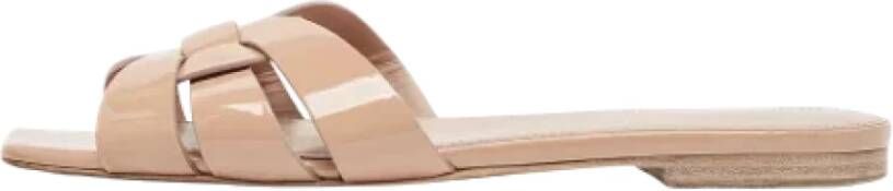 Yves Saint Laurent Vintage Pre-owned Leather flats Beige Dames