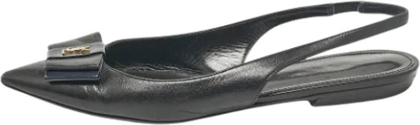 Yves Saint Laurent Vintage Pre-owned Leather flats Black Dames