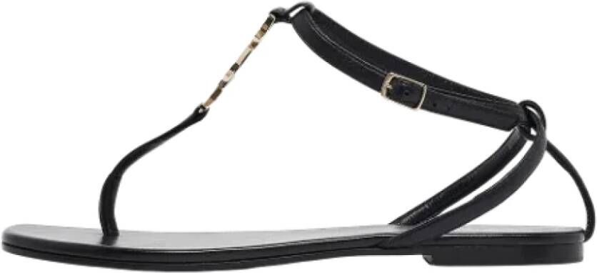 Yves Saint Laurent Vintage Pre-owned Leather flats Black Dames