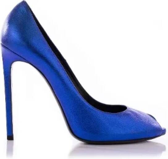 Yves Saint Laurent Vintage Pre-owned Leather heels Blue Dames