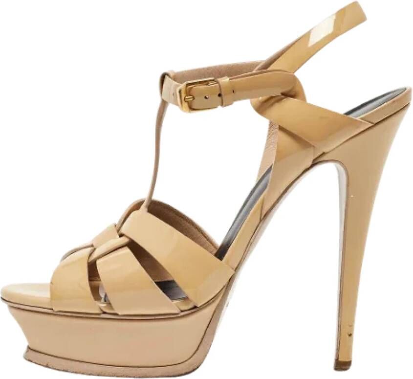 Yves Saint Laurent Vintage Pre-owned Leather sandals Beige Dames