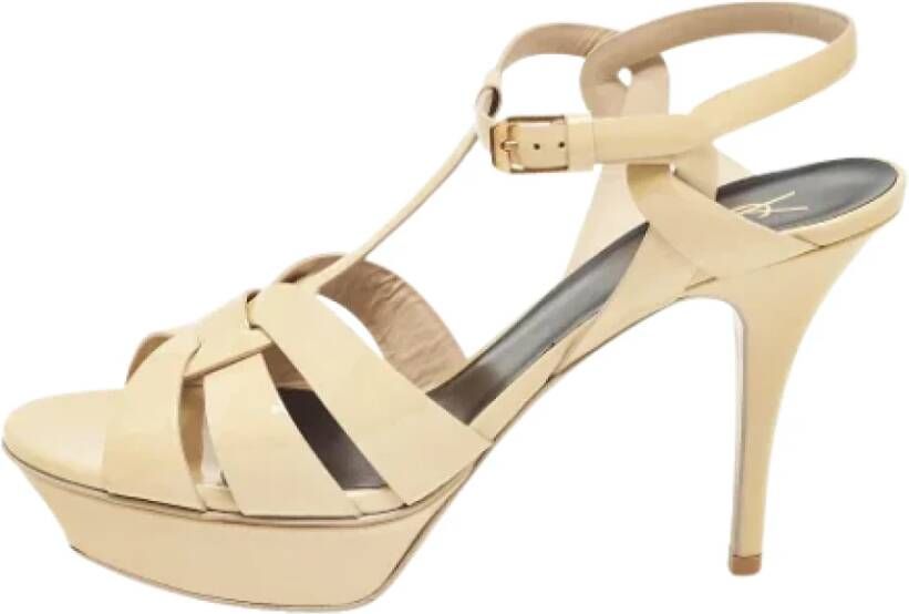 Yves Saint Laurent Vintage Pre-owned Leather sandals Beige Dames