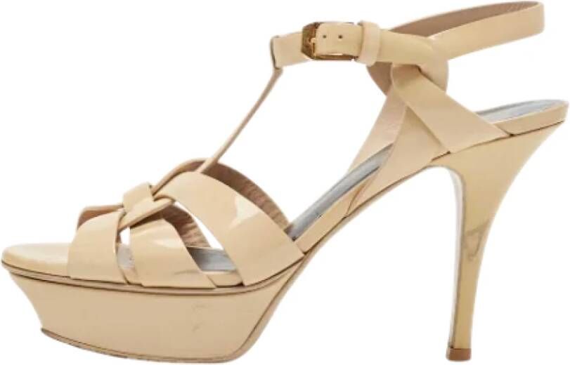 Yves Saint Laurent Vintage Pre-owned Leather sandals Beige Dames