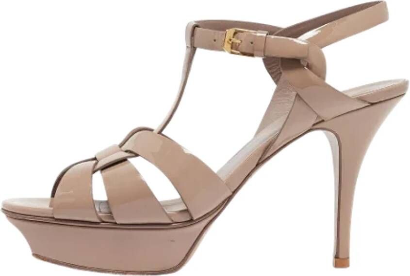 Yves Saint Laurent Vintage Pre-owned Leather sandals Beige Dames