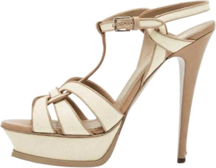 Yves Saint Laurent Vintage Pre-owned Leather sandals Beige Dames