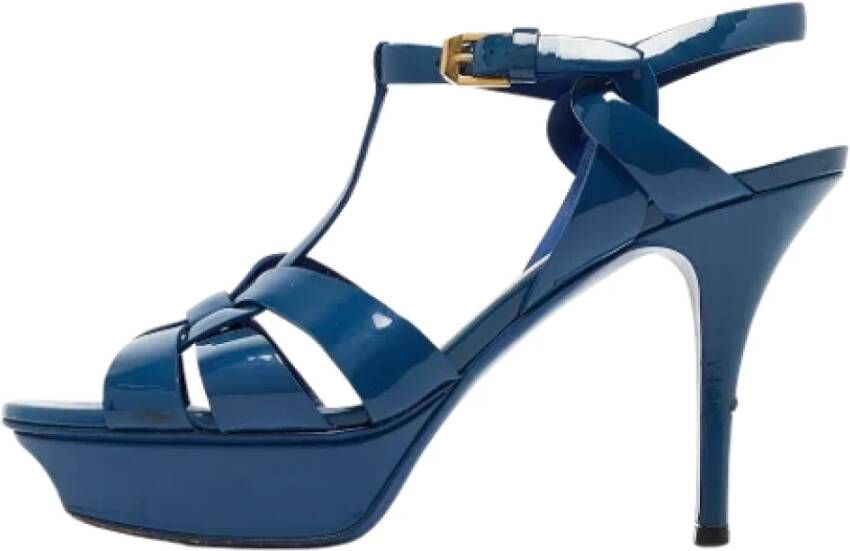 Yves Saint Laurent Vintage Pre-owned Leather sandals Blue Dames