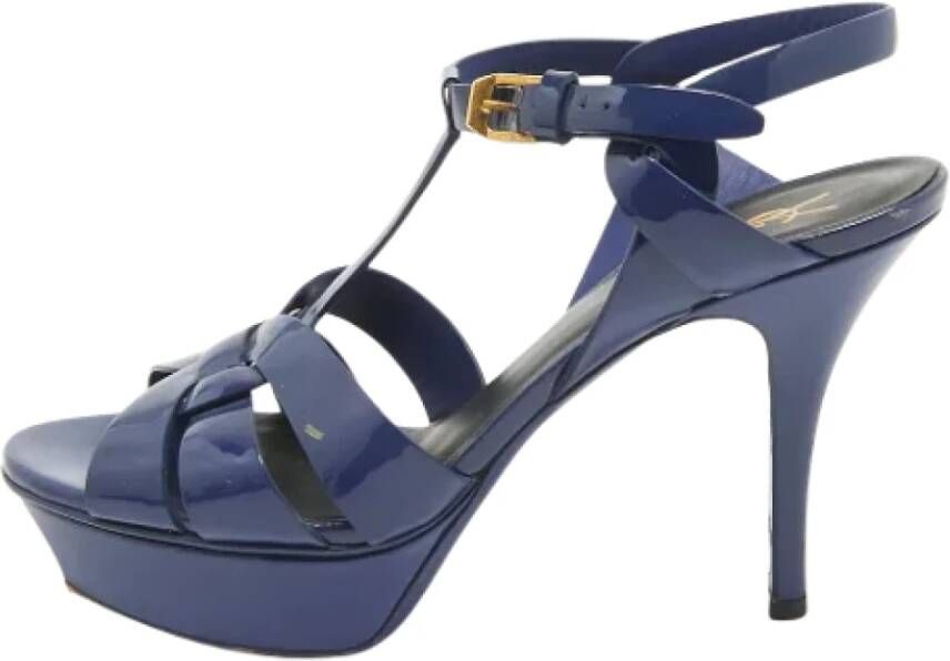 Yves Saint Laurent Vintage Pre-owned Leather sandals Blue Dames