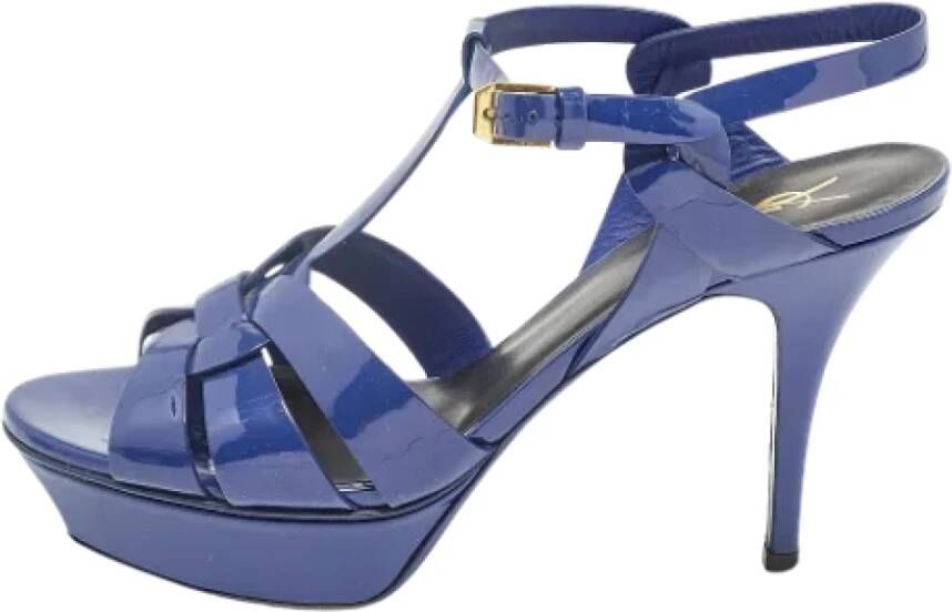 Yves Saint Laurent Vintage Pre-owned Leather sandals Blue Dames