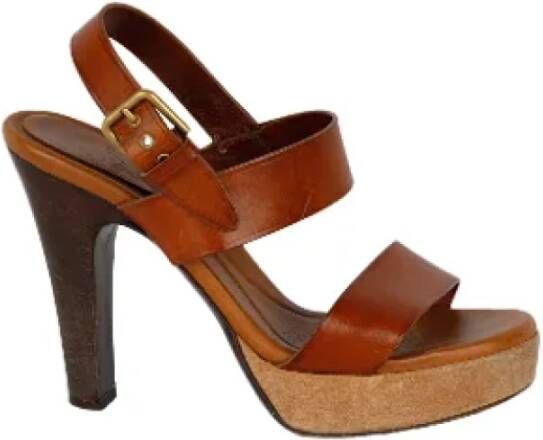 Yves Saint Laurent Vintage Pre-owned Leather sandals Brown Dames