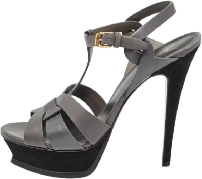 Yves Saint Laurent Vintage Pre-owned Leather sandals Gray Dames