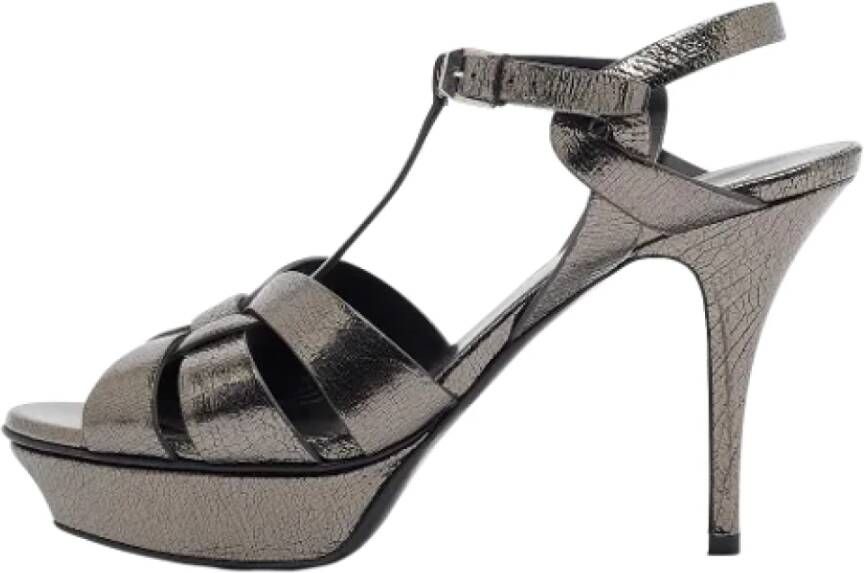 Yves Saint Laurent Vintage Pre-owned Leather sandals Gray Dames