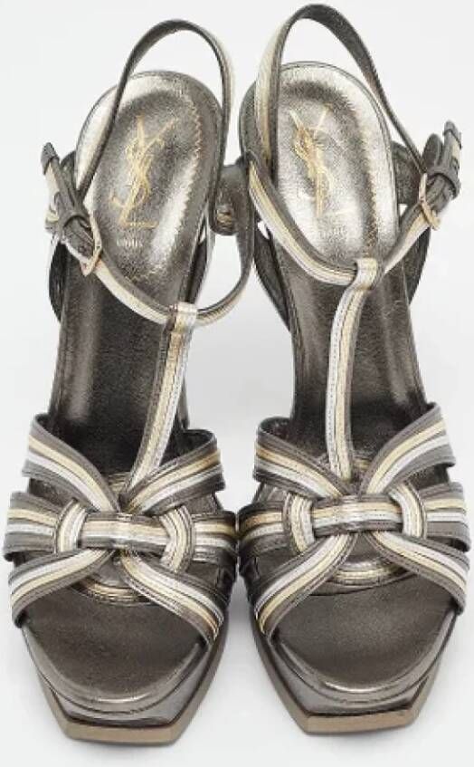 Yves Saint Laurent Vintage Pre-owned Leather sandals Gray Dames