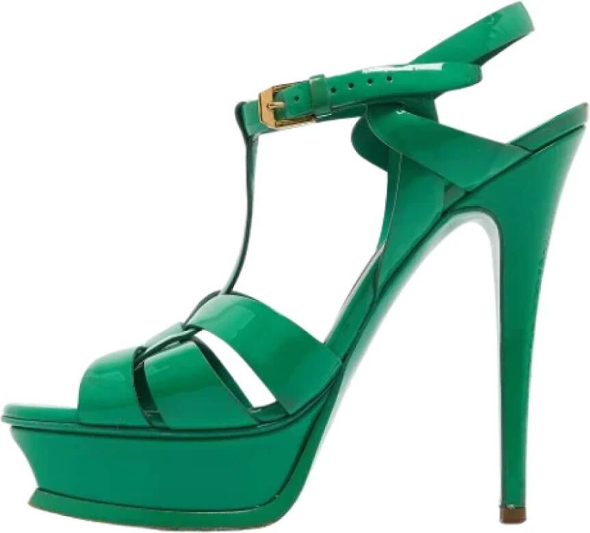 Yves Saint Laurent Vintage Pre-owned Leather sandals Green Dames