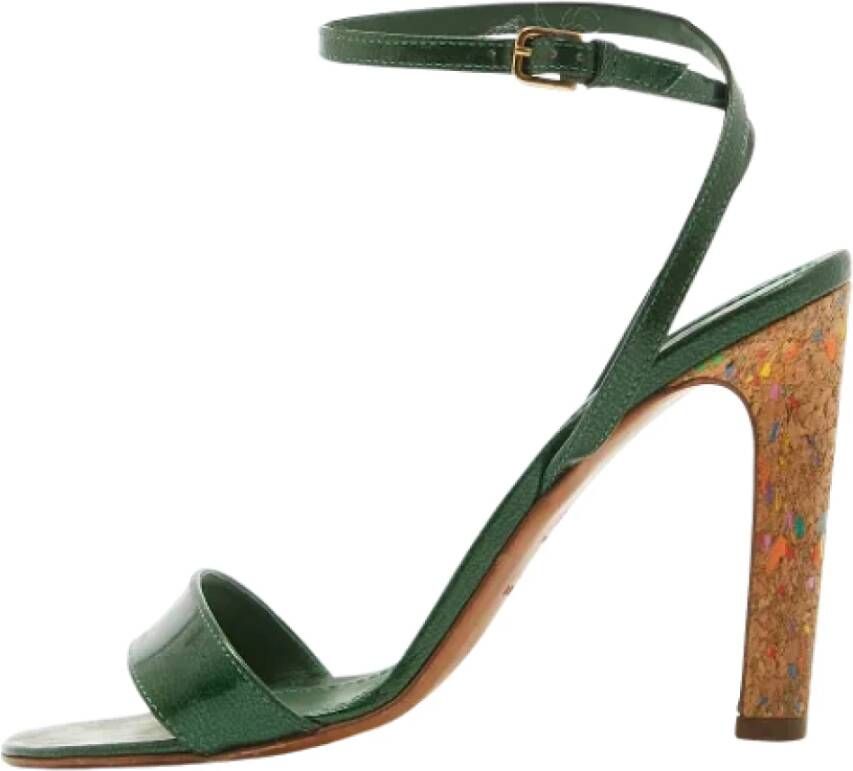 Yves Saint Laurent Vintage Pre-owned Leather sandals Green Dames