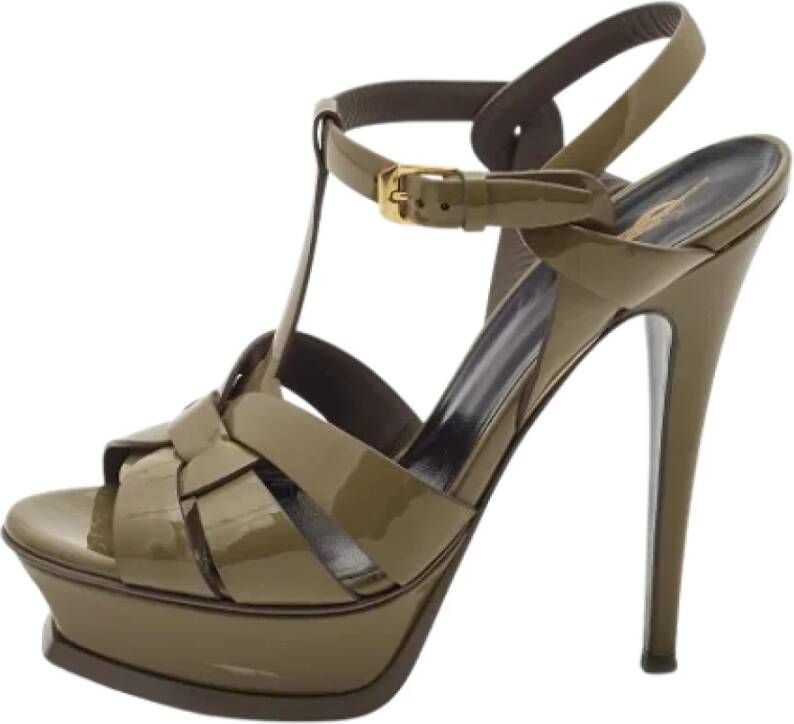 Yves Saint Laurent Vintage Pre-owned Leather sandals Green Dames