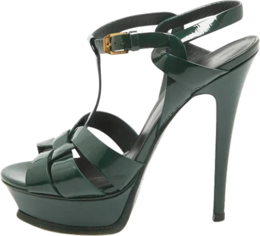 Yves Saint Laurent Vintage Pre-owned Leather sandals Green Dames