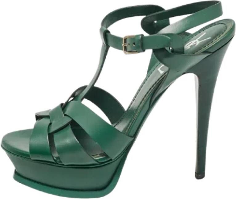 Yves Saint Laurent Vintage Pre-owned Leather sandals Green Dames