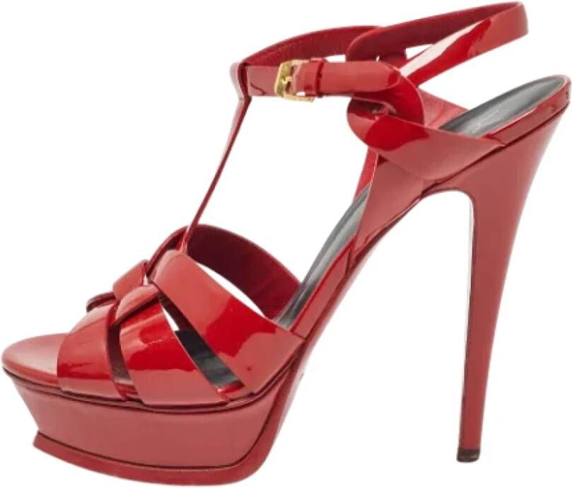 Yves Saint Laurent Vintage Pre-owned Leather sandals Red Dames