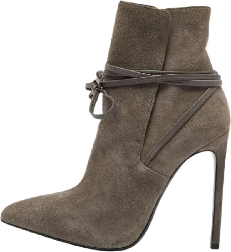 Yves Saint Laurent Vintage Pre-owned Suede boots Gray Dames