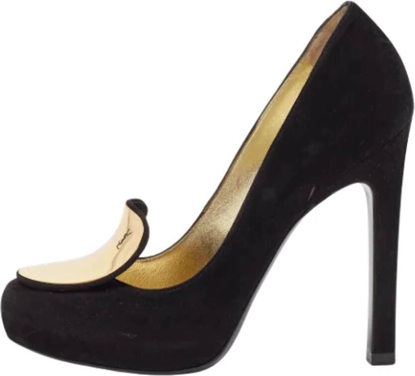 Yves Saint Laurent Vintage Pre-owned Suede heels Black Dames