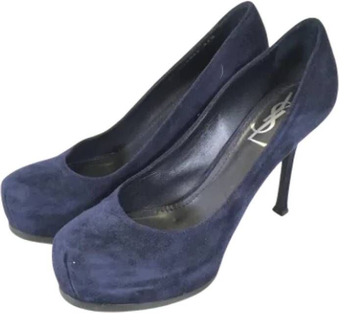 Yves Saint Laurent Vintage Pre-owned Suede heels Blue Dames