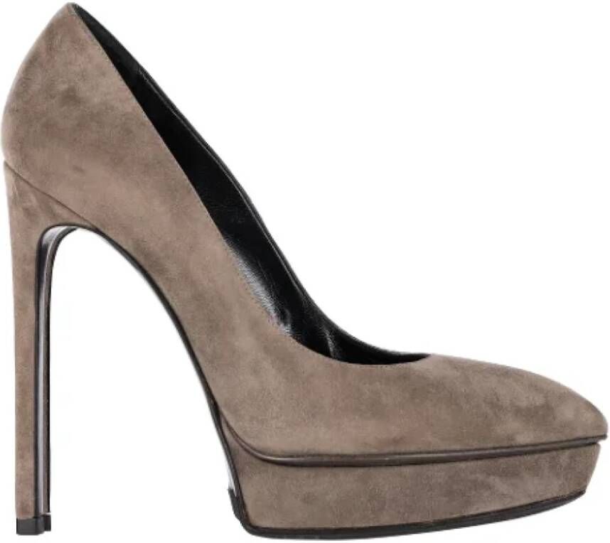 Yves Saint Laurent Vintage Pre-owned Suede heels Gray Dames