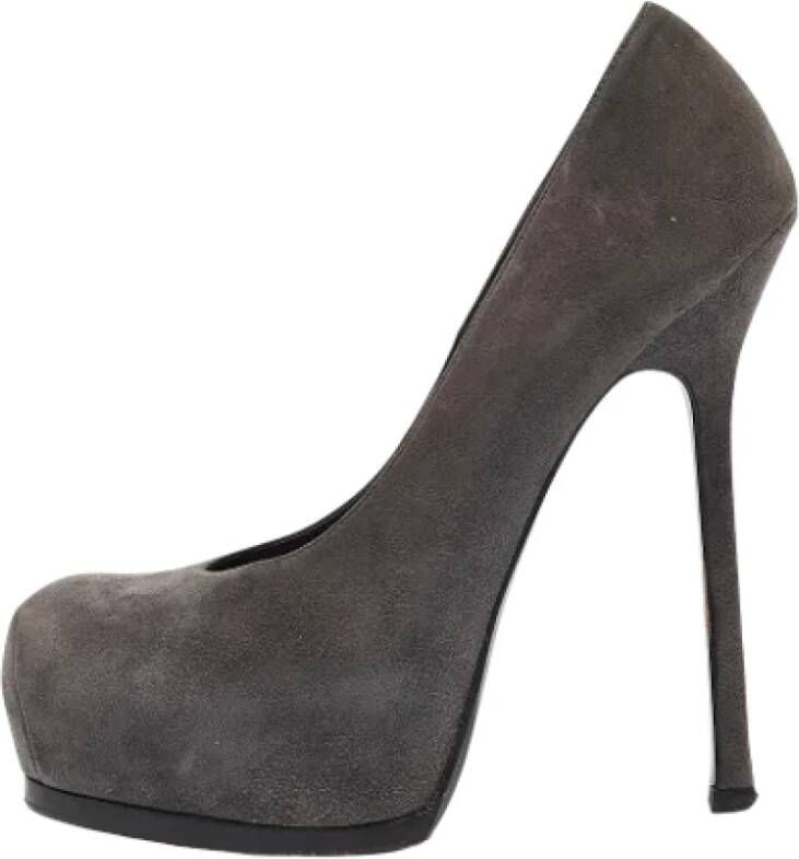 Yves Saint Laurent Vintage Pre-owned Suede heels Gray Dames