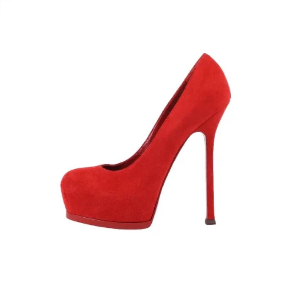 Yves Saint Laurent Vintage Pre-owned Suede heels Red Dames