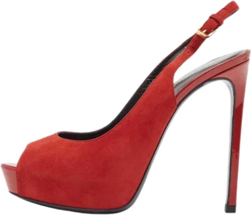 Yves Saint Laurent Vintage Pre-owned Suede heels Red Dames