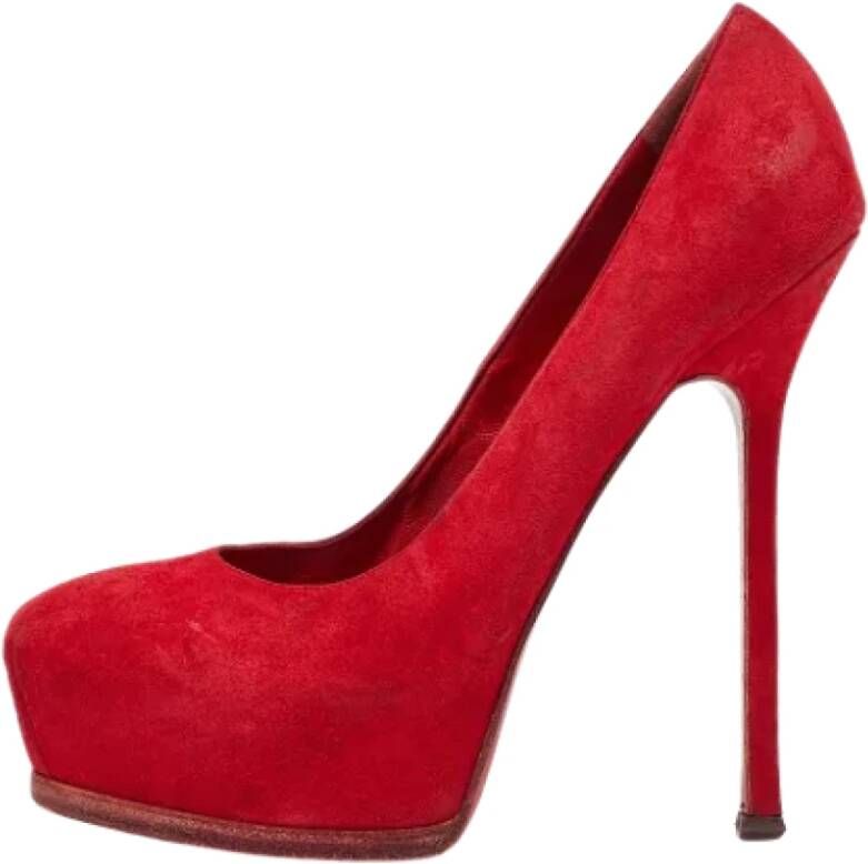 Yves Saint Laurent Vintage Pre-owned Suede heels Red Dames