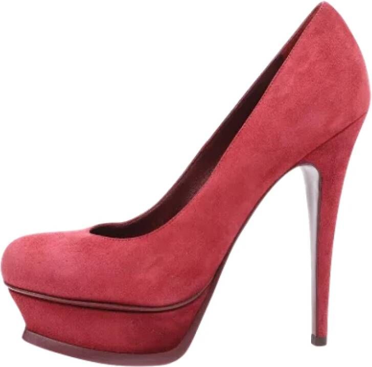 Yves Saint Laurent Vintage Pre-owned Suede heels Red Dames