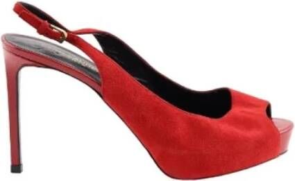 Yves Saint Laurent Vintage Pre-owned Suede heels Red Dames