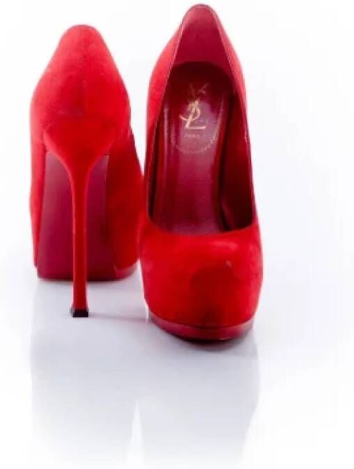 Yves Saint Laurent Vintage Pre-owned Suede heels Red Dames