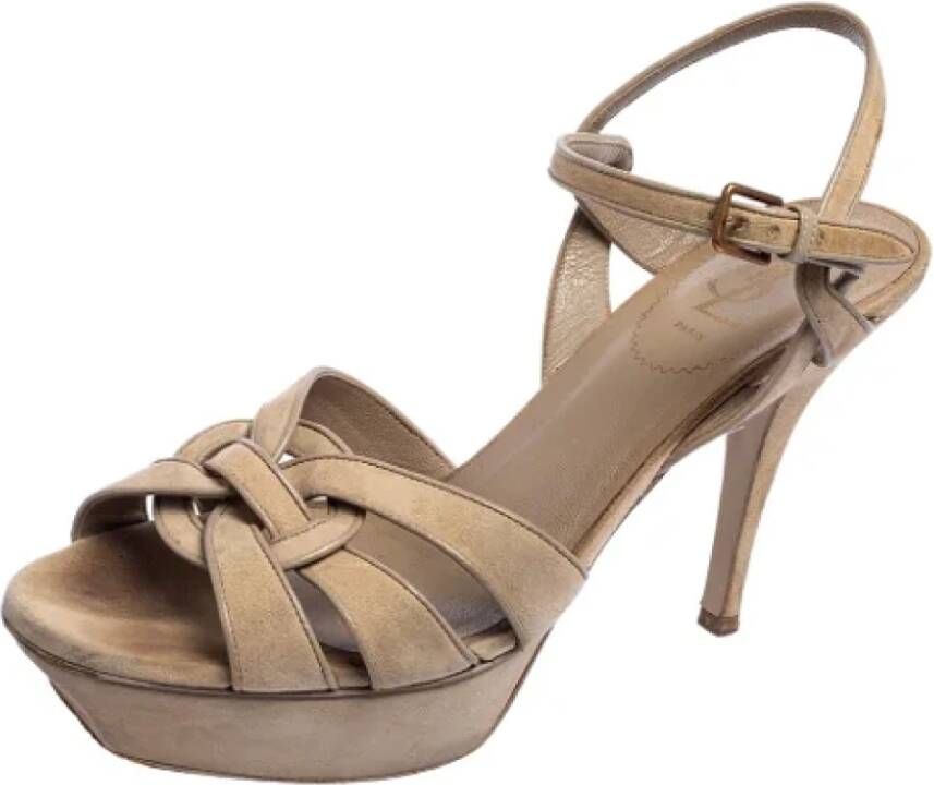 Yves Saint Laurent Vintage Pre-owned Suede sandals Beige Dames