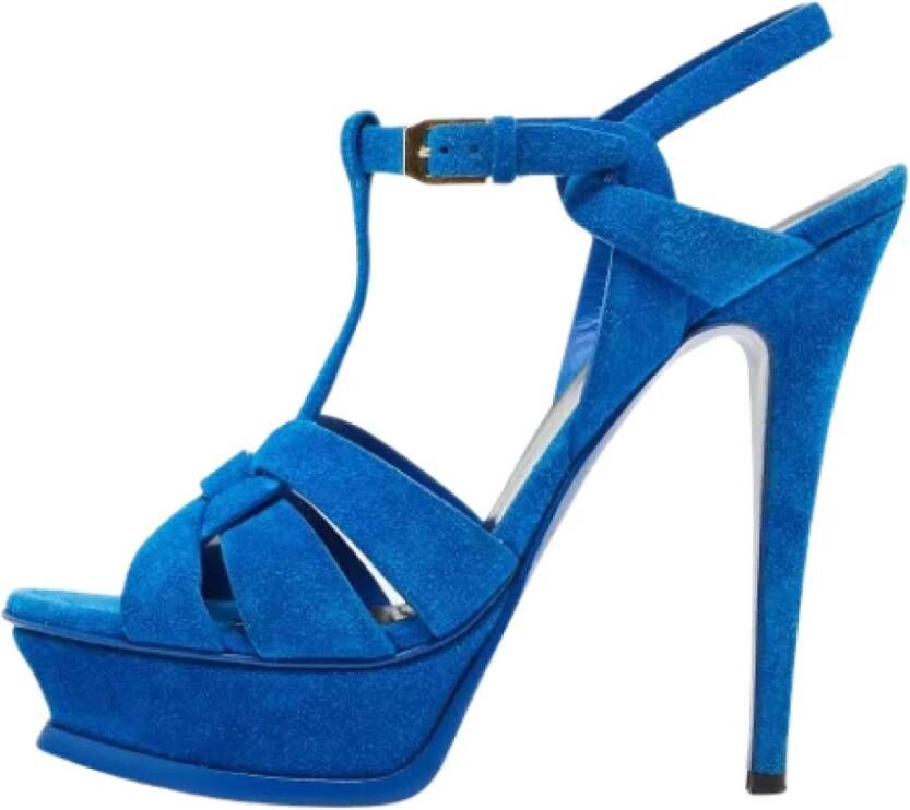 Yves Saint Laurent Vintage Pre-owned Suede sandals Blue Dames