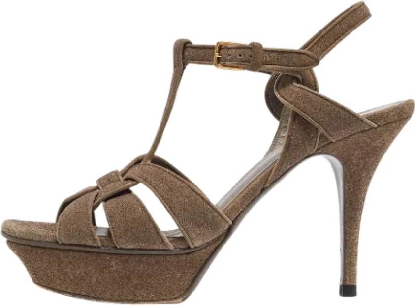 Yves Saint Laurent Vintage Pre-owned Suede sandals Gray Dames