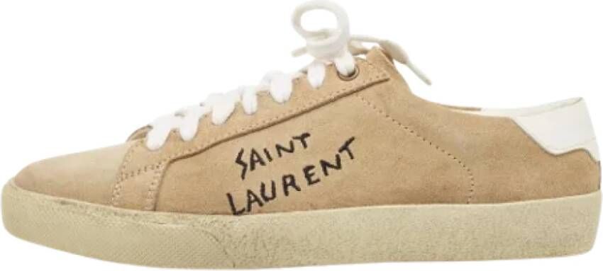 Yves Saint Laurent Vintage Pre-owned Suede sneakers Beige Dames