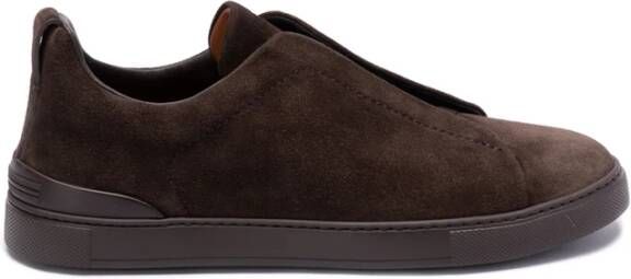 Z Zegna Premium Triple Stitch Low-Top Sneakers Brown Heren